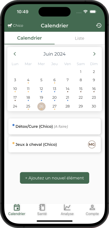 calendrier simple cheval Equitazone