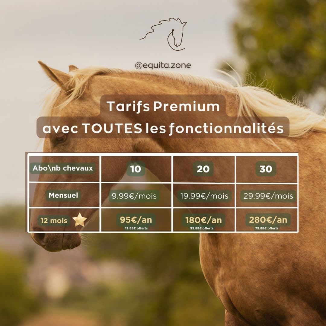 tarifs pour l'application favorite de vos chevaux